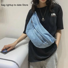 Large Capacity Crossbody Bag Denim Messenger Shoulder Bag