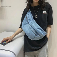 Unisex Crossbody Bag Shoulder Bag Girls Denim Large Capacity Messenger Bag