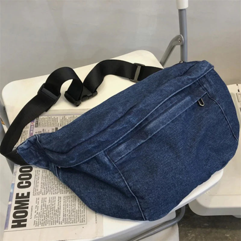 Unisex Crossbody Bag Shoulder Bags Girls Denim Large Capacity Messenger Bag
