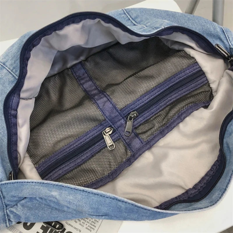Unisex Crossbody Bag Shoulder Bags Girls Denim Large Capacity Messenger Bag