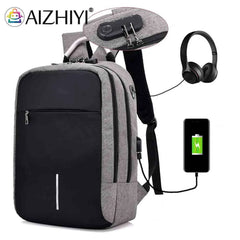 Reflective Double Shoulder Bag USB Charging Large Capacity Rucksack