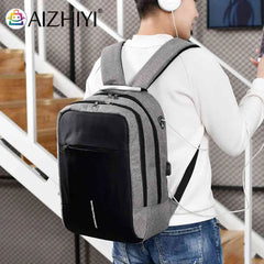 Reflective Double Shoulder Bag USB Charging Large Capacity Rucksack