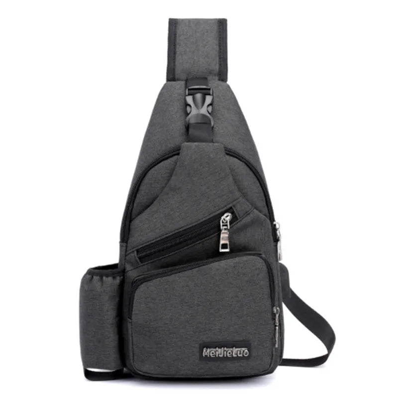 Unisex USB Charge Chest Bag Antitheft Travel Crossbody Sling Shoulder Bag