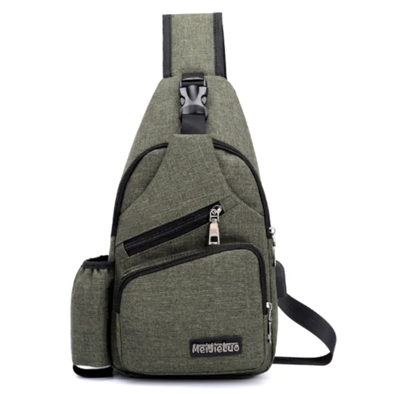 Unisex USB Charge Chest Bag Antitheft Travel Crossbody Sling Shoulder Bag