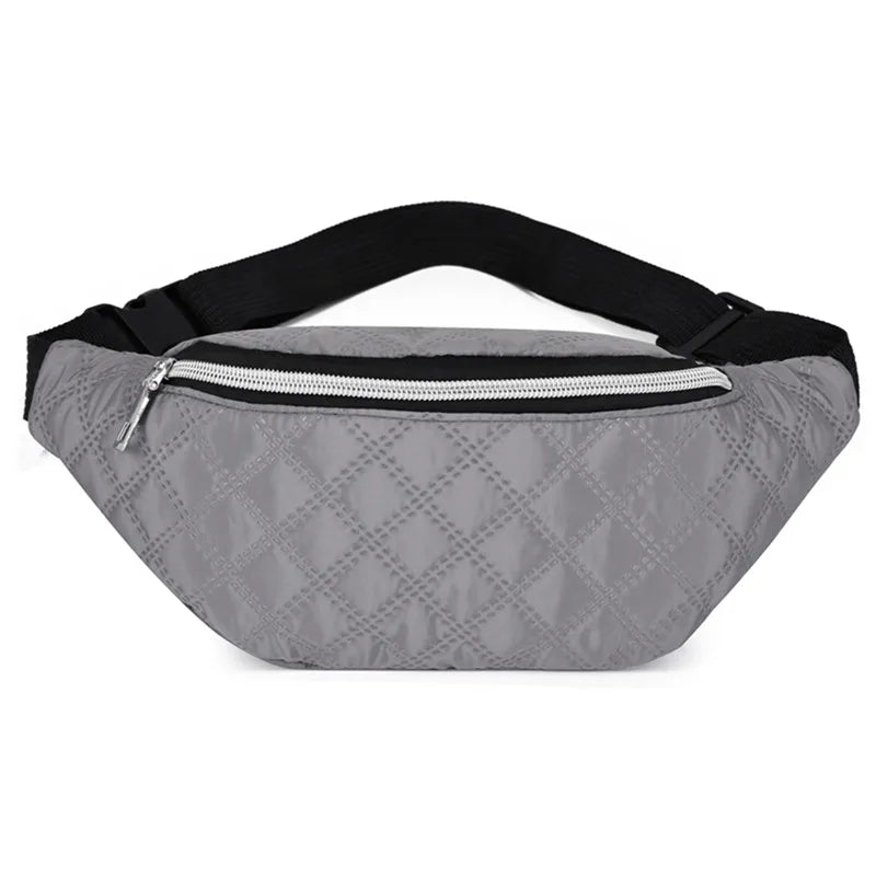 Quilted Fanny Pack Unisex Large Capacity Hip Bum Bag