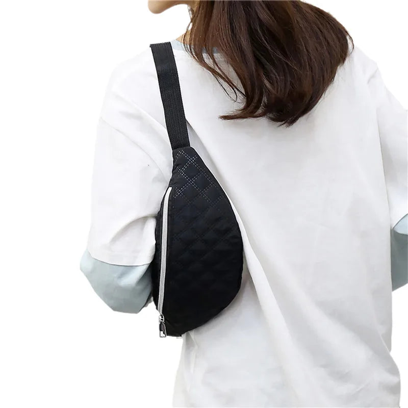 Quilted Fanny Pack Unisex Large Capacity Hip Bum Bag