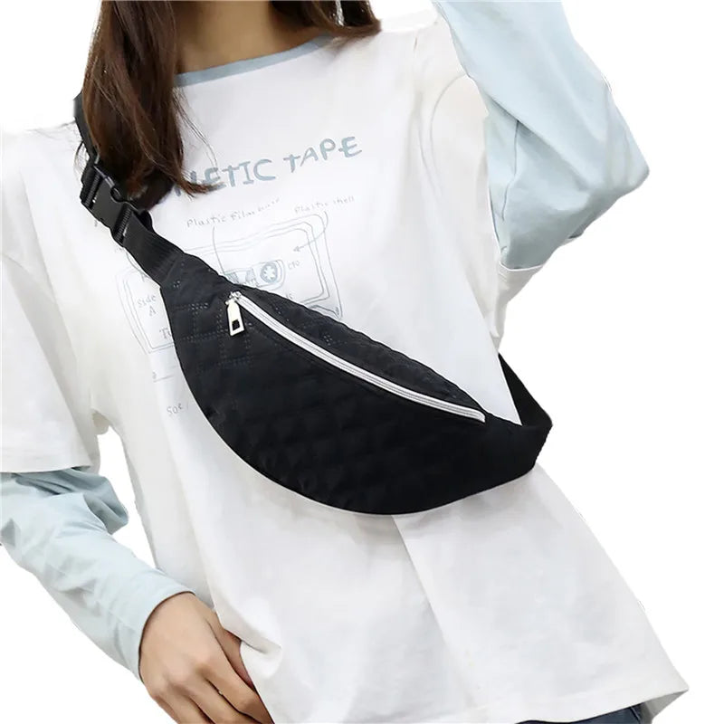Quilted Fanny Pack Unisex Large Capacity Hip Bum Bag