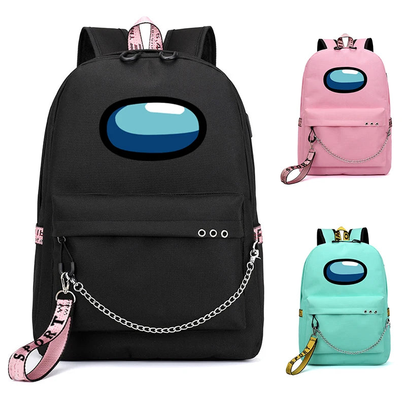 Unisex Casual Game Backpack USB Charging Daybag For Teenager Big Capacity Women