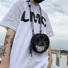 Unisex Clear Circular Shoulder Bag Zipper Satchel