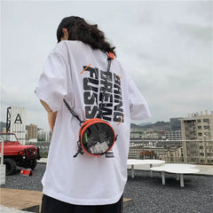 Unisex Clear Circular Shoulder Bag Zipper Satchel