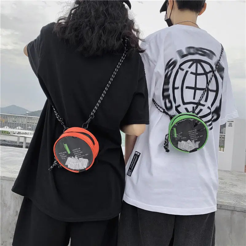 Unisex Clear Circular Shoulder Bag Zipper Satchel