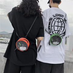Unisex Clear Circular Shoulder Bag Zipper Satchel