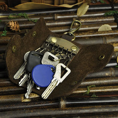 Unisex Leather Car Key Bags Holder Keyring Covers Pouch Crazy Horse Cowh