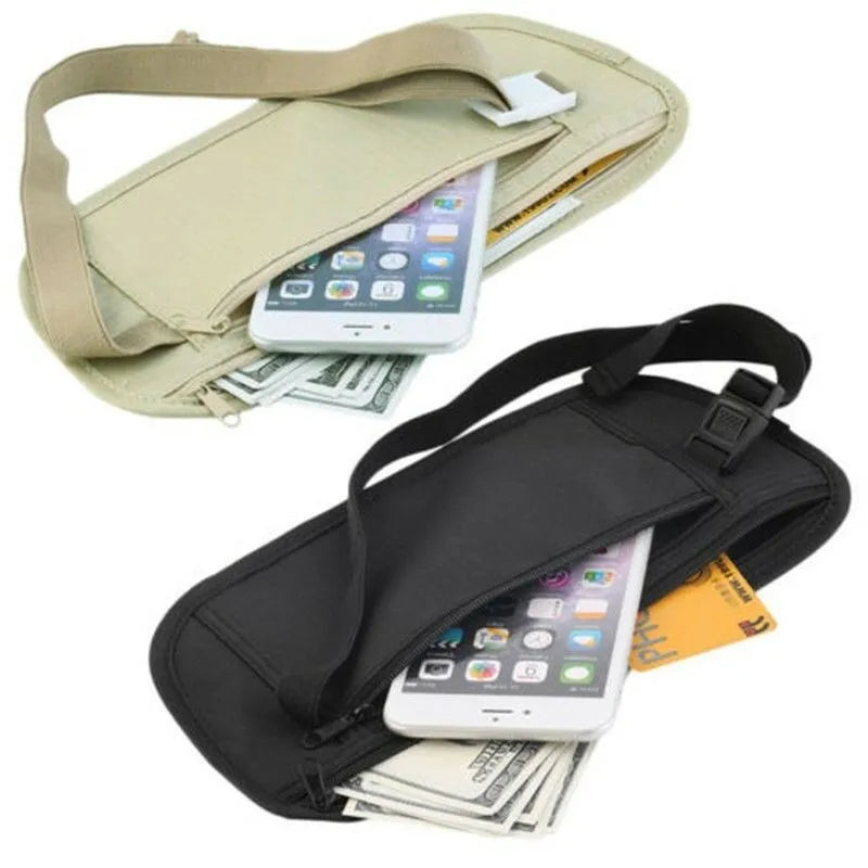 Unisex Invisible Travel Waist Packs Waist Pouch for Passport Money Belt Bag