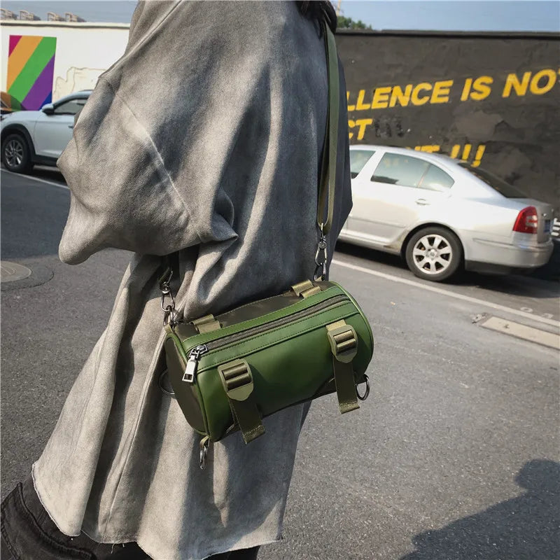 Unisex Hip Hop Cylindrical Crossbody Bag Nylon Female Messenger Bag