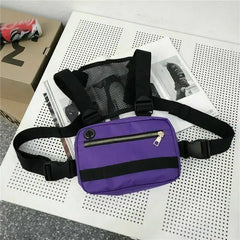 Unisex Men Women Canvas Chest Bag Hip Hop Streetwear Casual Adjustable