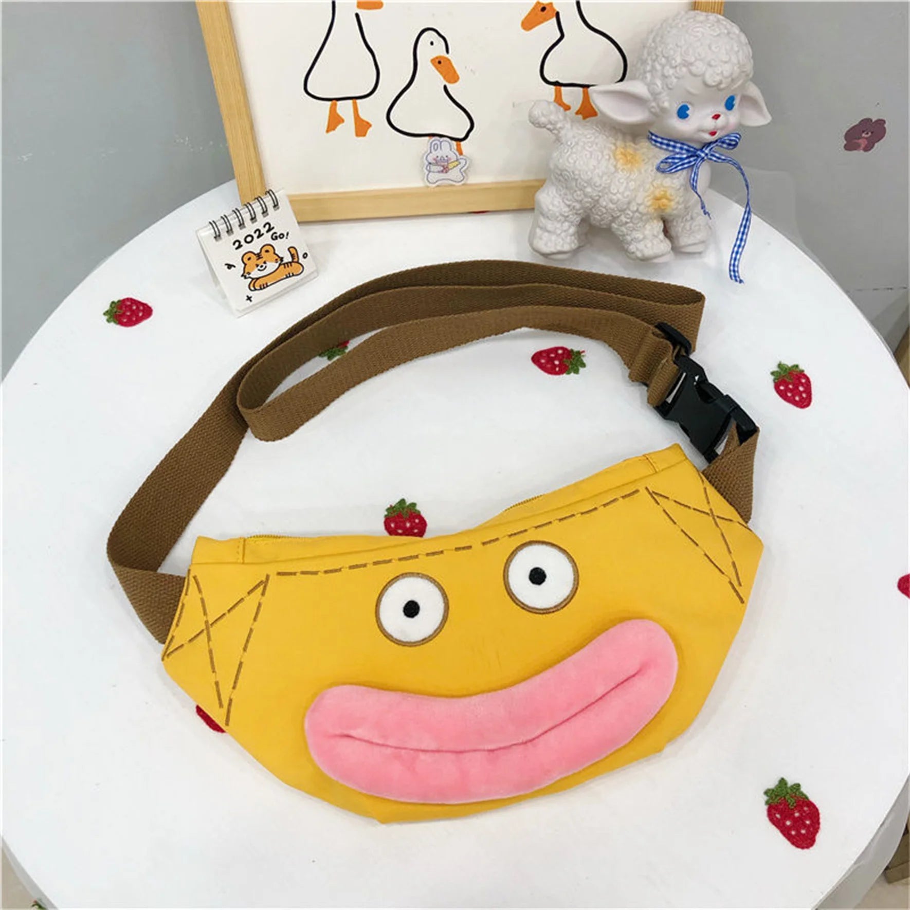 Funny Canvas Crossbody Handbag Zipper Purse Waist Pack