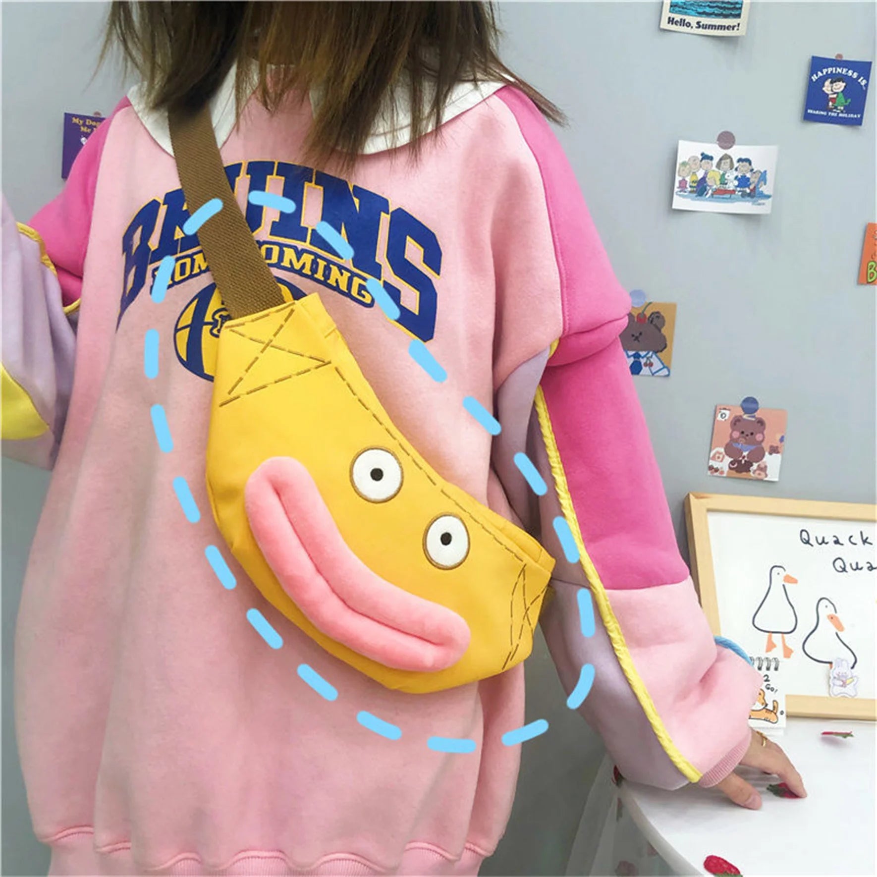 Funny Canvas Crossbody Handbag Zipper Purse Waist Pack