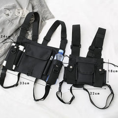 Unisex Outdoor Adjustable Vest Chest Hanging Bag Double Shoulder Waist Pouch