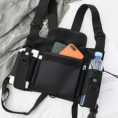 Unisex Outdoor Adjustable Vest Chest Hanging Bag Double Shoulder Waist Pouch