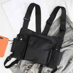 Unisex Outdoor Adjustable Vest Chest Hanging Bag Double Shoulder Waist Pouch