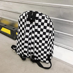 Plaid Nylon Female Travel Daypack Laptop Backpack Schoolbags