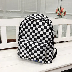 Plaid Nylon Female Travel Daypack Laptop Backpack Schoolbags