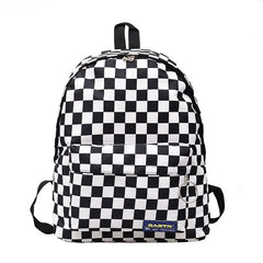 Plaid Nylon Female Travel Daypack Laptop Backpack Schoolbags