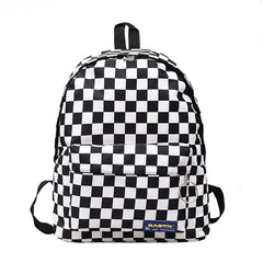 Plaid Nylon Female Travel Daypack Laptop Backpack Schoolbags