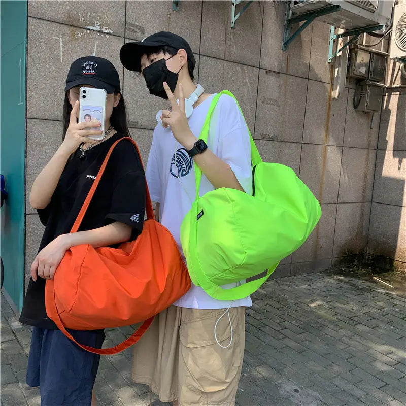 Sporty Style Neon Green Messenger Shoulder Bag