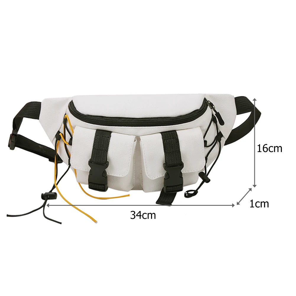 Unisex Street Casual Chest Bag Canvas Women Men Zipper Fanny Bum Belt Pouch