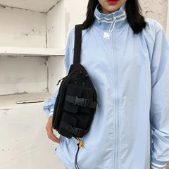 Unisex Street Casual Chest Bag Canvas Women Men Zipper Fanny Bum Belt Pouch
