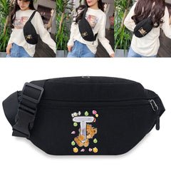 Unisex Bear Letter Print Fanny Pack Belt Travel Purse Shoulder Bag