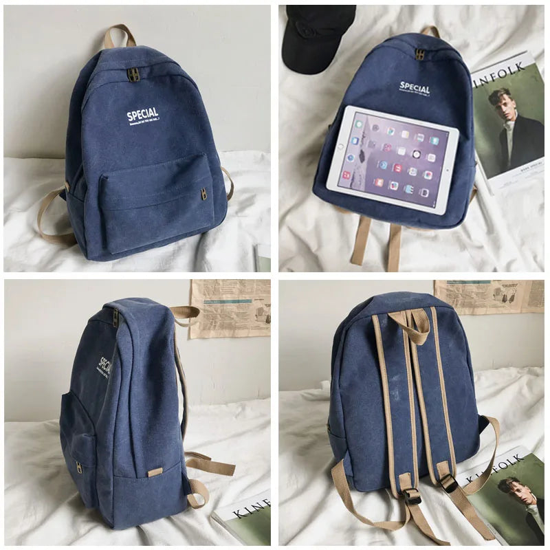 Large Capacity Canvas Backpack for College Students
