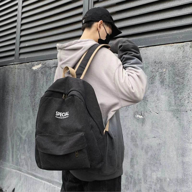 Large Capacity Canvas Backpack for College Students