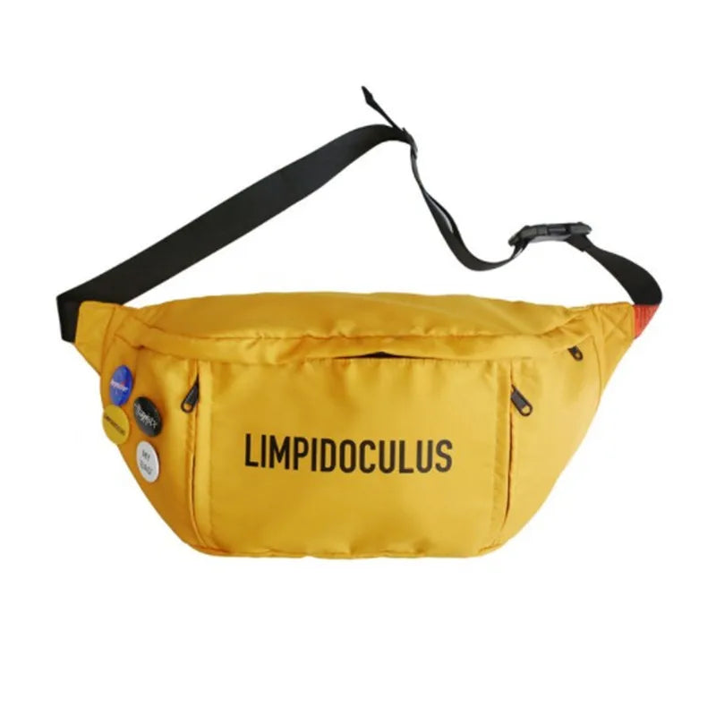 Unisex Large Capacity Banana Chest Bag Hip Hop Waist Bag Canvas Material