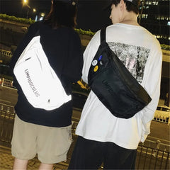 Unisex Large Capacity Banana Chest Bag Hip Hop Waist Bag Canvas Material
