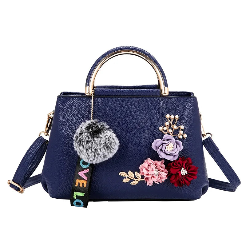 PU Leather Sticky Flower Women Handbag Small Crossbody Bag