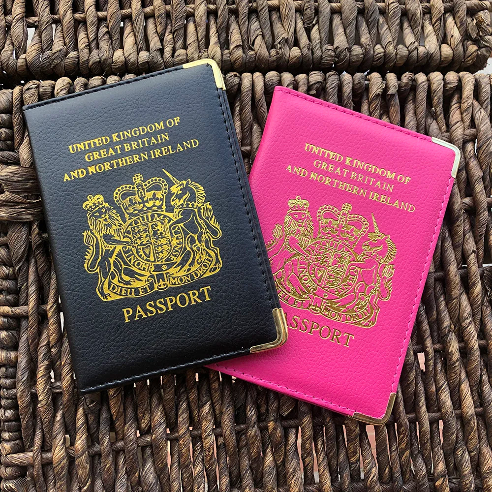 UK British Passport Cover Pink Case for Women