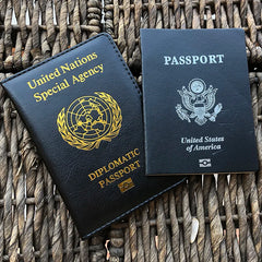 UN Diplomatic Passport Cover, Blue Leather Holder