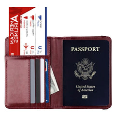 USA RFID Men's Wallet & Passport Cover Case Holder Blocking Leather Travel
