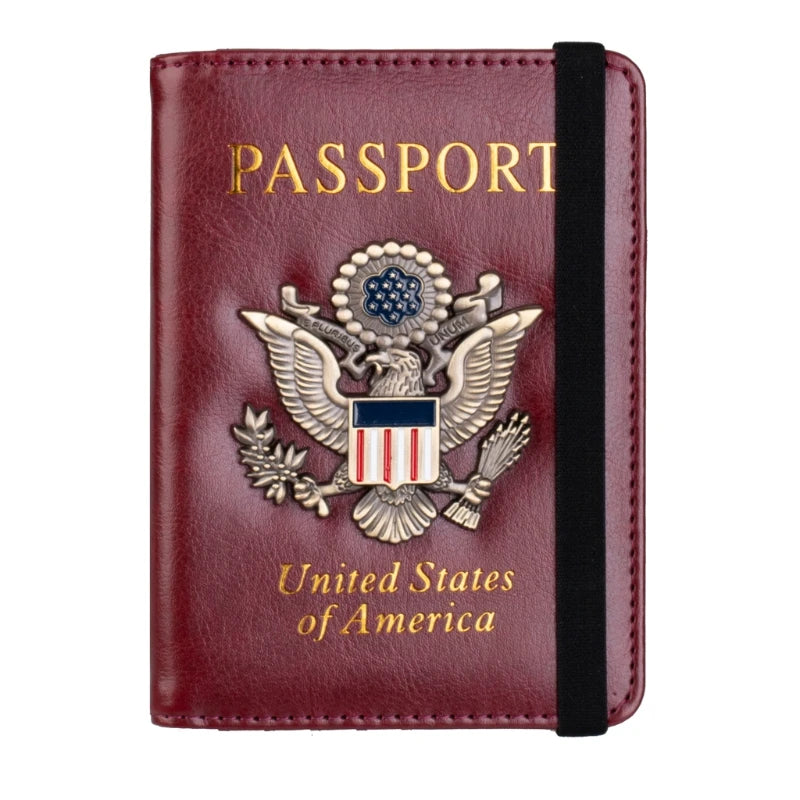 USA RFID Men's Wallet & Passport Cover Case Holder Blocking Leather Travel