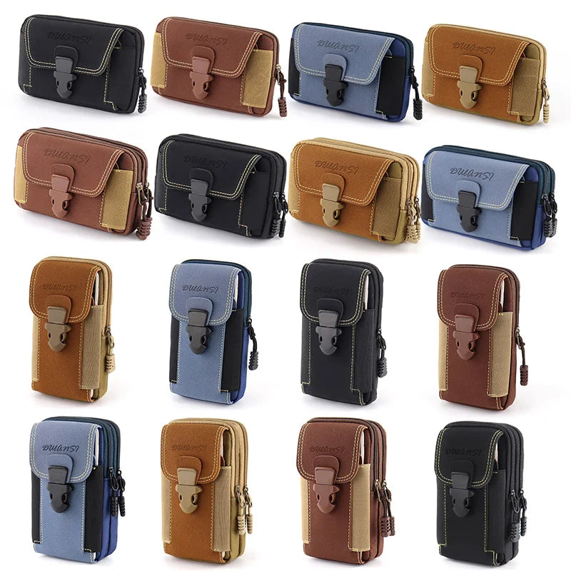 Universal 7'' Waterproof Canvas Phone Bag Outdoor Travel Waist Belt Pouch