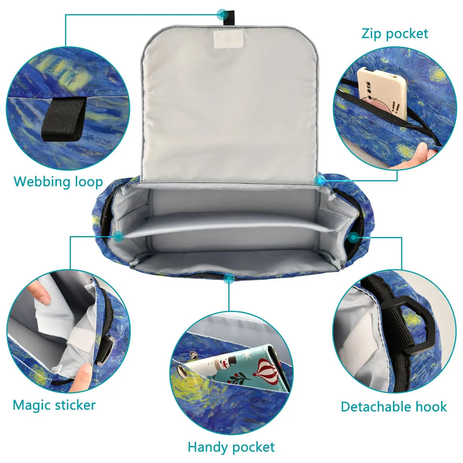 Van Gogh Oil Painting Pram Organizer Bottle Holder Stroller Bag