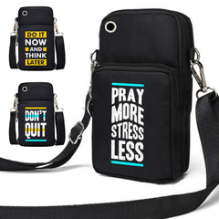 Phrase Pattern Shoulder Bag Women Mini Hand Organizer Wrist Pack