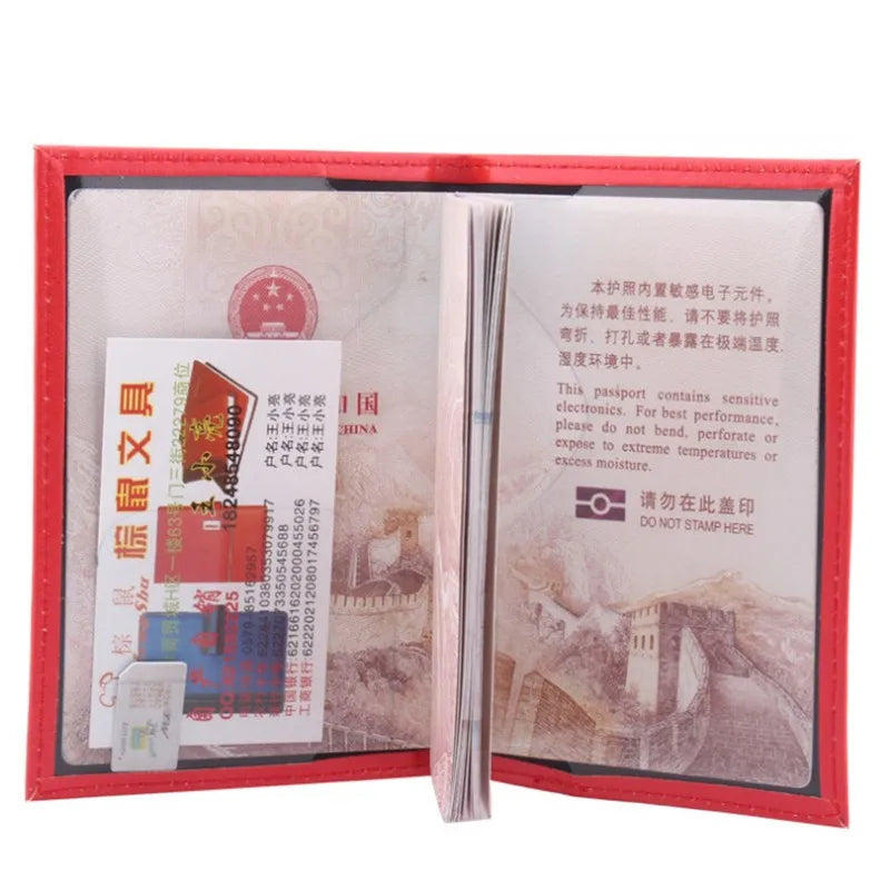 Pink PU Leather Passport Cover for Women