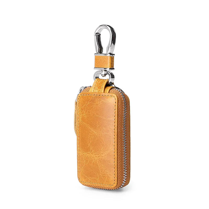 Retro Oil Wax Leather Car Key Bag for Men and Women
