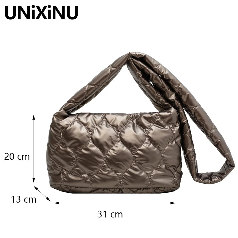 Unixinu Women's Messenger Bag Winter Quilted Ultra Light Female Shoulder Bag