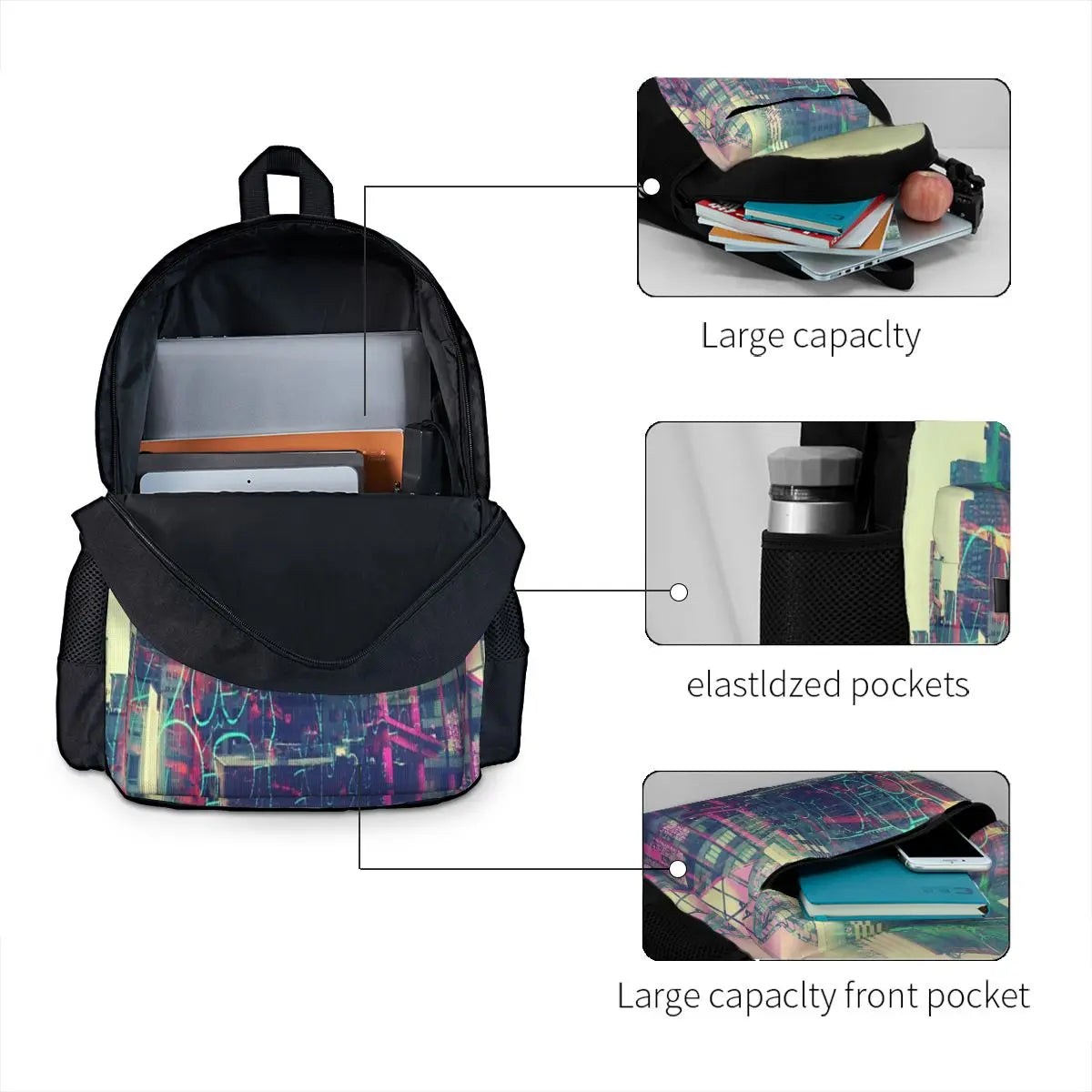 Urban Graffiti 2 Backpacks Men's Backpacks Bags For Women Manga Male Backpack