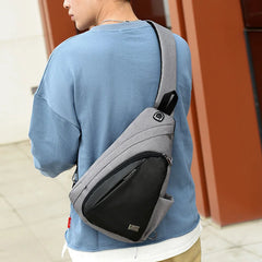 Waterproof Nylon Shoulder Bag USB Charging Large Capacity Crossbody Bag